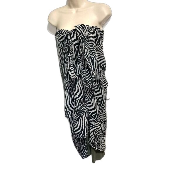 ZEBRA Sarong Beach Cover Black White Up Call of the Wild 68 x 45 inches - Picture 1 of 8